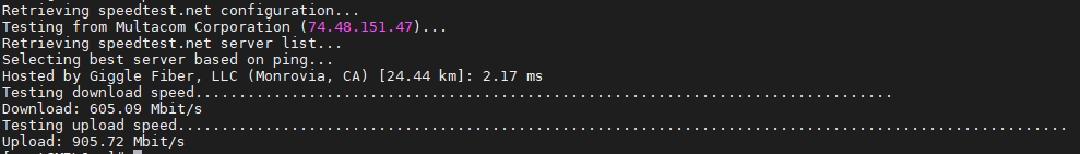 speedtest-cli 运行结果截图